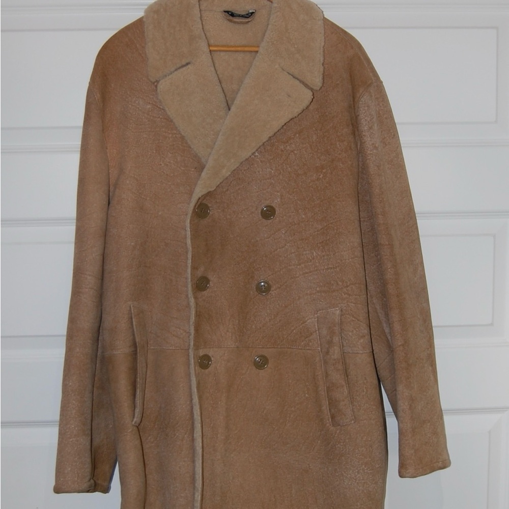 Hugo Boss Shearling Double-Breasted lamb leather Coat size XL